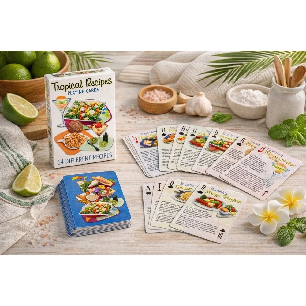Tropical Recipes Playing Cards 54 Recipe Deck Food Theme 2009‎ EUC